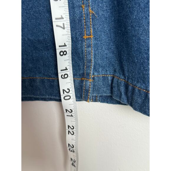 Vintage 80s Denim Floral Tapestry Detail High Waist Denim Skirt, Size 11/12 - Picture 7 of 7